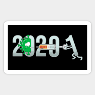 Funny 2021 Cartoon Covid-19  Vaccination Illustration Sticker